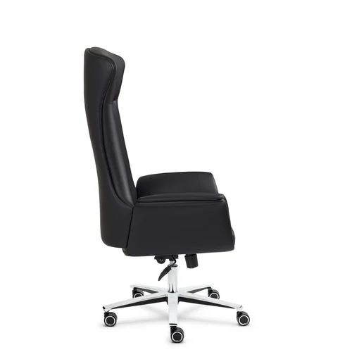 Throne Alüminyum Ayaklı Deri Başlıklı Yönetici Koltuğu Siyah Görsel 3