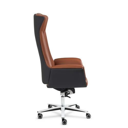 Throne Krom Deri Başlıklı Yönetici Koltuğu Taba Görsel 3